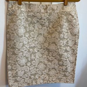 Banana Republic Straight Skirt - size 10- beige with cream lace overlay